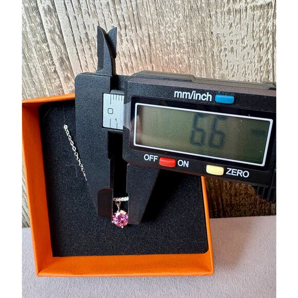 NEW 1ct Pink Sakura Moissanite on 16-18" 925 Silver Necklace - Picture 7 of 7